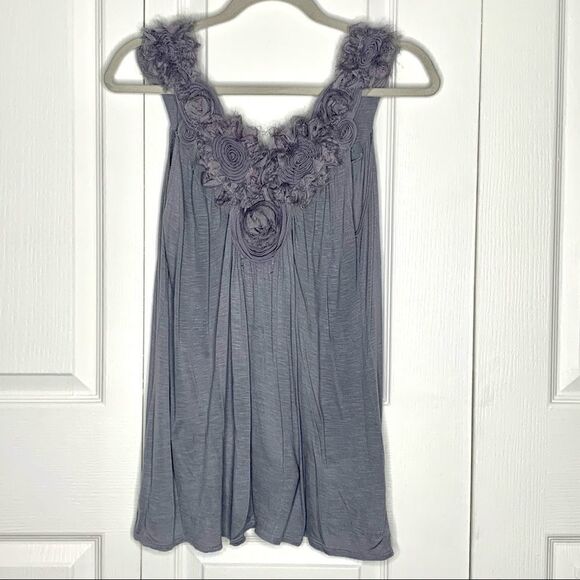 Gray BluHeaven Racerback Tank Top, Flower Back Size L - Picture 4 of 12
